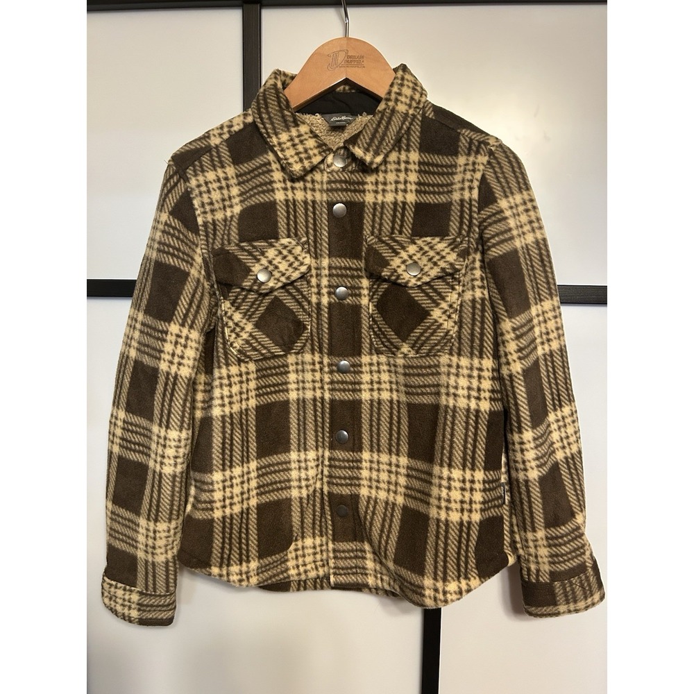 Eddie Bauer Boy's Snap Button Sherpa Lined Shirt Jacket Kids Size 8‎